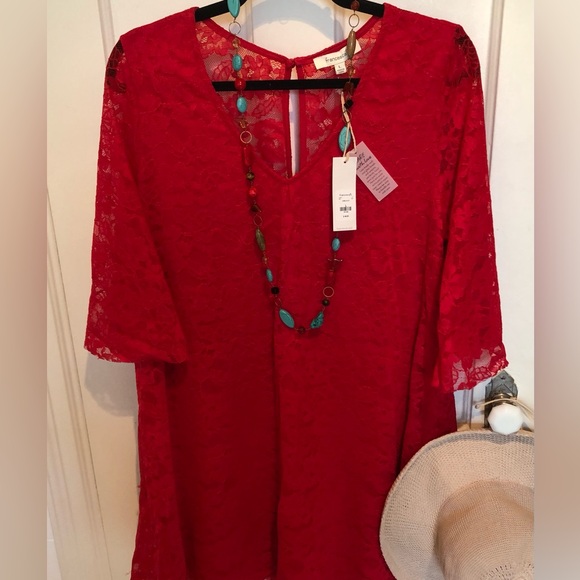 NWT Francesca’s  Red Lace Mini Dress L CUTE!! - Picture 3 of 14